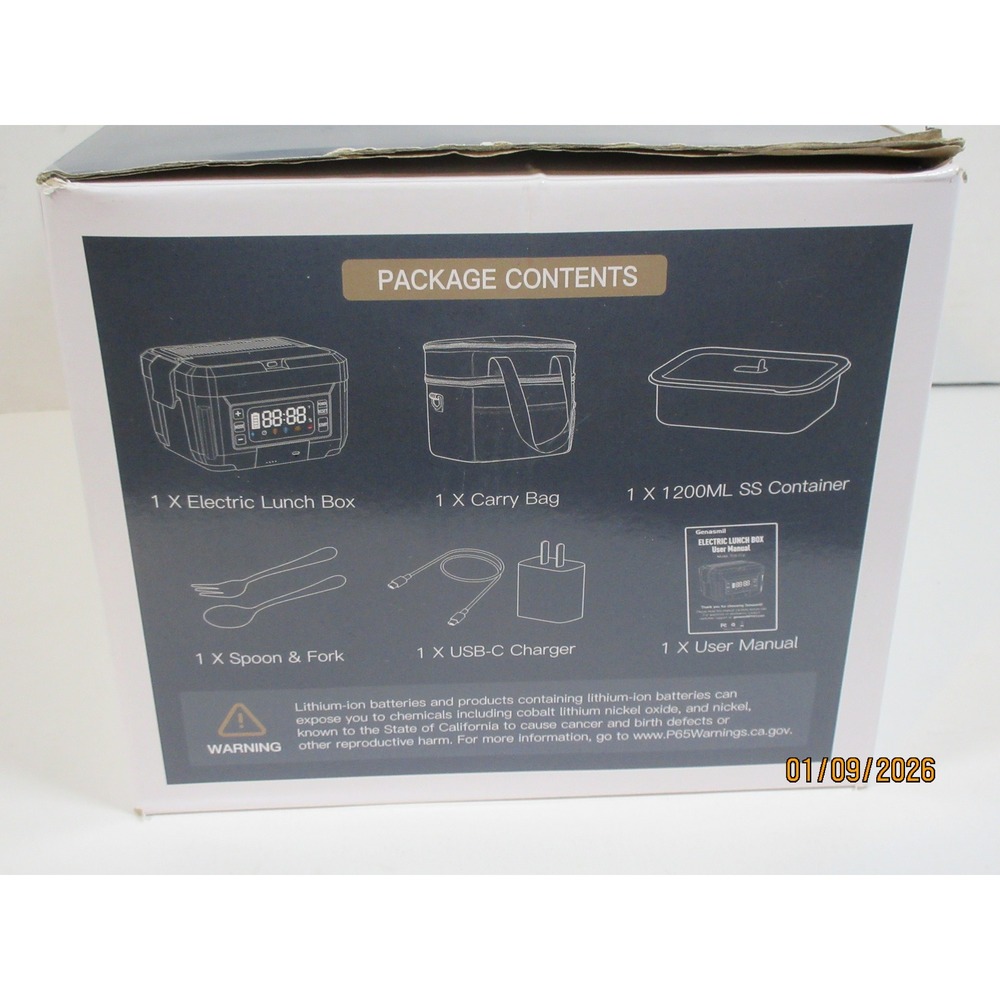 Genasmil Cordless Electric Lunch Box TCR01A 1200ML Battery Powered BPA Free - Picture 2 of 13